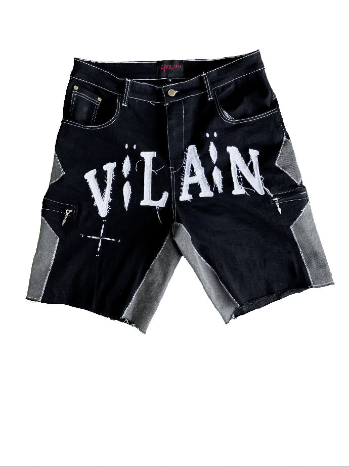 Black Distressed Jorts